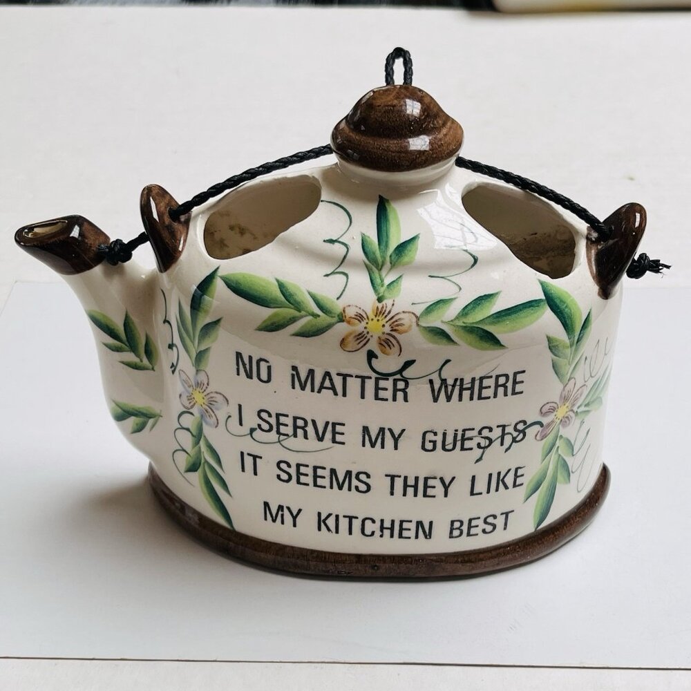 Teapot Wall Pocket Marked P 418 Decor No Matter Where I Serve It‎ Seems My Guest